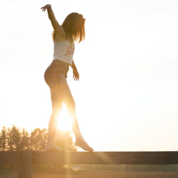 Girl balance walking